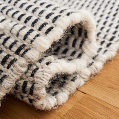 Ivory and Beige Handwoven Wool Cotton 3' x 5' Area Rug