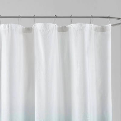 Aqua Ombre Seersucker Fabric Shower Curtain