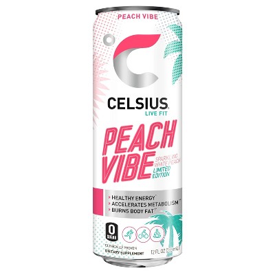 Celsius Sparkling Peach Vibe Energy Drink - 12 fl oz Can