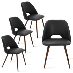 Faux Leather Dining Chairs Set of 4, Comfortable Chairs with Backrest and Metal Legs Modern Industrial Upholstered Chairs - Panipeachy - 1 of 4