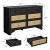 7 Drawers Dresser, Natural Rattan Modern Wood Dressers & Chest of Drawers for Bedroom, Wide Storage Dressers Organizer Deep Drawers - 2 of 4