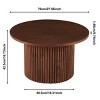 Coolbibila 27” Round Coffee Table,Modern Round Coffee Table With Walnut Wood Veneer Tabletop And Metal Base,Farmhouse Wooden Coffee Table - 4 of 4