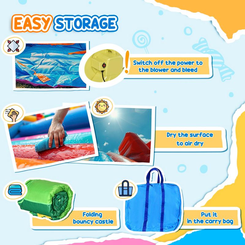 Outsunny 6-in-1 Tropical Inflatable Water Slide Jumping Castle Includes Floating Ball Slide Trampoline Pool Cannon Climbing Wall with Carry Bag, 5 of 7