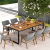 Costway 79" Acacia Wood 8-Person Patio Table with 1.9" Umbrella Hole, Adjustable Foot Pads - 2 of 4