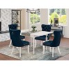 5-Piece Linen White Finish Solid Wood Top - Rectangular Upholstered Dining Room Set  (Seats-4) - 2 of 4