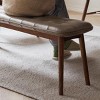 GlasFlength Ottomans and Benches Solid Oak Wood Bench with Leather Cushion for Dining Room Living Room, Brown, 51.18"*12.6"*17.32" - 4 of 4
