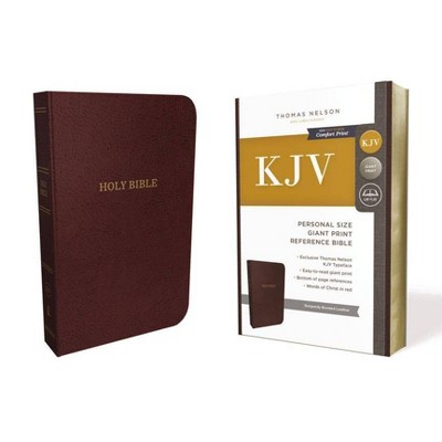 KJV, Reference Bible, Personal Size Giant Print, Bonded Leather, Burgundy, Red Letter Edition - Large Print by  Thomas Nelson (Leather Bound)