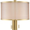 Possini Euro Design Granview Modern Table Lamp 32 1/2" Tall Brass Column Taupe Organza Outer Off White Linen Inner Drum Shade for Bedroom Living Room - 3 of 4