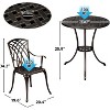 Patio Bistro Sets 3 Piece, Outdoor Rust-Resistant Cast Aluminum Garden Table and Chairs with Umbrella Hole for Backyard, Garden, Patio - 4 of 4