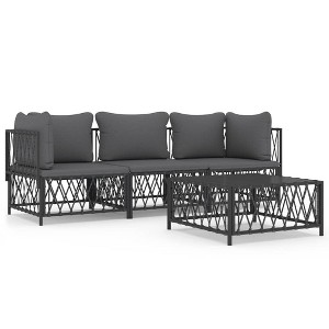 vidaXL Contemporary 4 Piece Patio Lounge Set with Cushions – Anthracite, Versatile and Durable Outdoor Furniture, Powder-Coated Steel. - 1 of 4