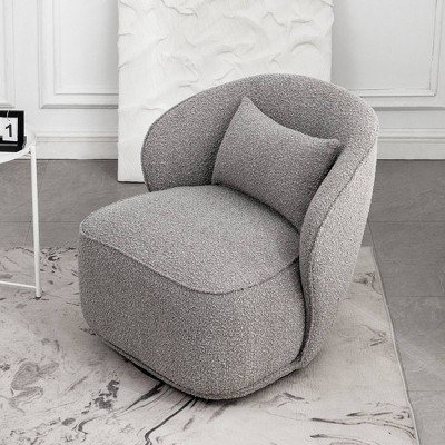 Boucle Upholstered Swivel Barrel Chair - Kinwell