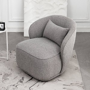 Boucle Upholstered Swivel Barrel Chair - Kinwell - 1 of 4
