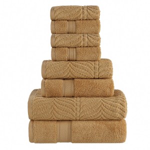 Chevron Zero Twist Cotton Solid and Jacquard Hand Towel Set of 6 by Blue Nile Mills - 1 of 4