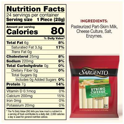 Sargento Mozzarella String Cheese - 24oz/24ct
