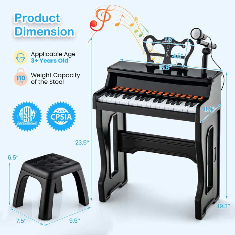 Costway 37-Key Music Piano Keyboard Kids Learning Toy Instrument with Microphone Red\Black, 3 of 11