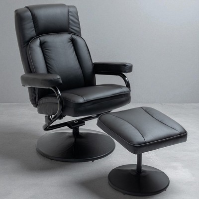 Mshliw Manual PU Leather Swivel Recliner Office Chair with Ottoman Footrest, Adjustable Backrest and Steel Base for Living Room or Office