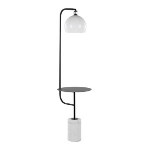 LumiSource Symbol 66" Contemporary Metal Floor Lamp in Black Metal/White Marble with White Glass Shade - 1 of 4