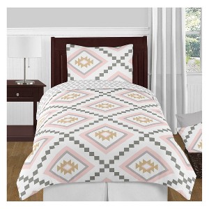 Twin 4pc Aztec Bedding Set - Sweet Jojo Designs, Gray Pink Gold