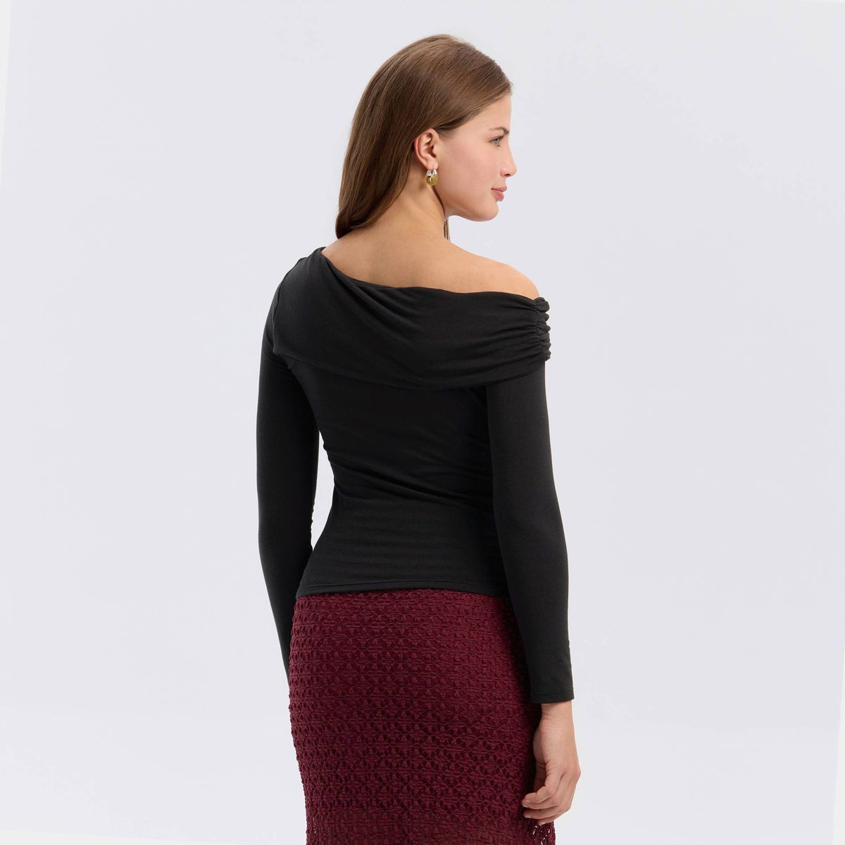 Women's Long Sleeve Asymmetrical Knit Top - A New Day™ - thumbnail 2