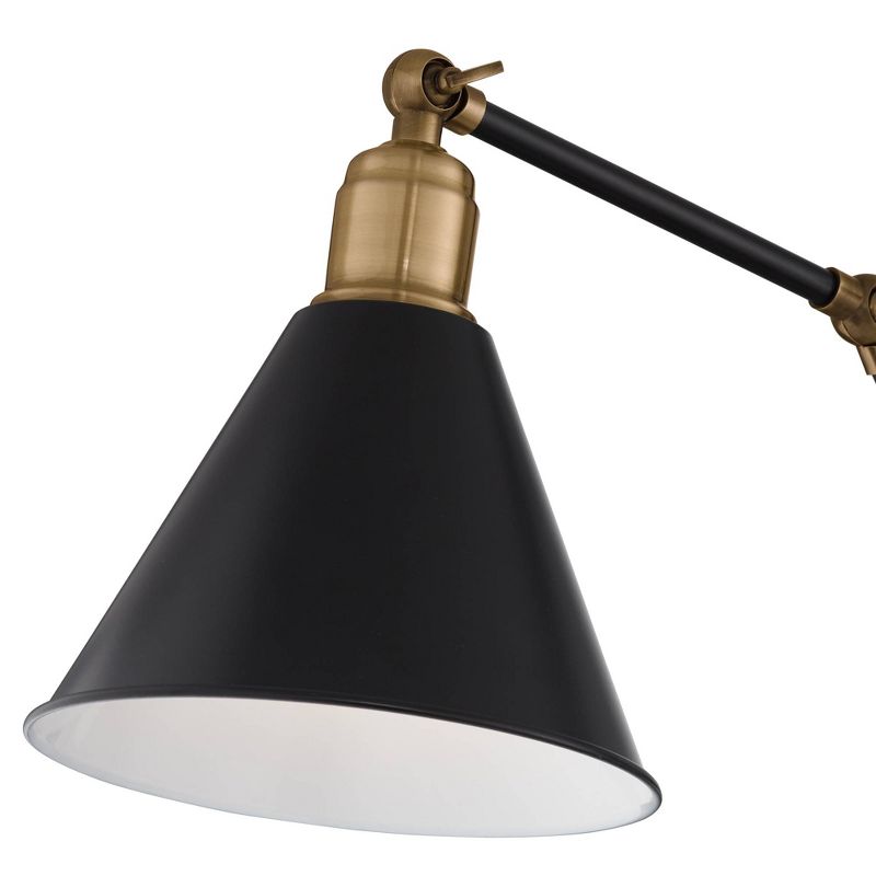 360 Lighting Wray Modern Industrial Wall Lamp Black Brass Hardwire 6" Light Fixture Adjustable Cone Shade for Bedroom Bathroom Reading Living Room, 3 of 10