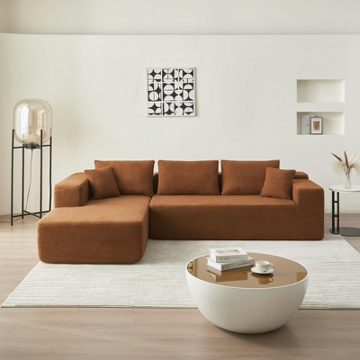 NicBex 104.33 Inch Sponge L-Shaped Sectional Sofa with Chaise Lounge and 2 Throw Pillows for Living Room,Bedroom,Office,No Assembly Require