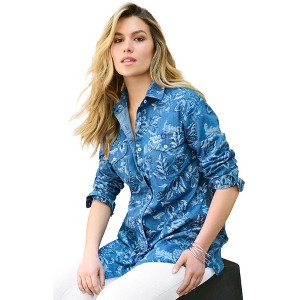 Roaman's Women's Plus Size Olivia Denim Big Shirt - 1 of 4