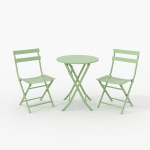 homfan 3-Piece Outdoor Bistro Set - Small Iron Patio Table & 2 Chairs, Cafe Dining Set for Balcony, Garden, Apartment, All-Weather Bistro Furniture - 1 of 4