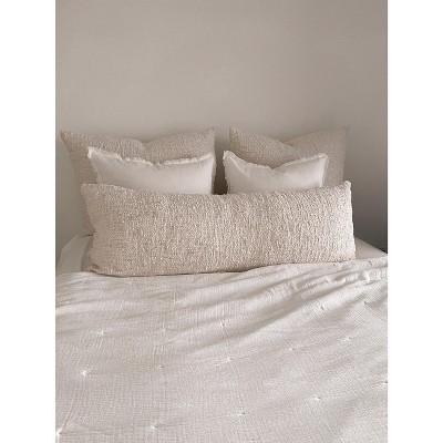 Cozy Cotton Beige Boucle Body Pillow with Down Alternative Fill
