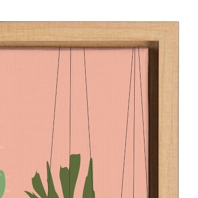 Sylvie Plant Lady Framed Canvas Art in Natural Wood Frame