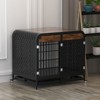 Gulches Wooden Table Pet Dog Cage Kennel House Indoor Side End Table Decor with Removable Trays and Lockable Wheels for Small Dogs 42inch Brown - 2 of 4