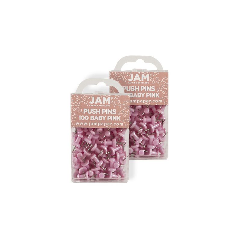 JAM Paper Colored Pushpins Baby Pink Push Pins 2 Packs of 100 (222419048A), 1 of 6