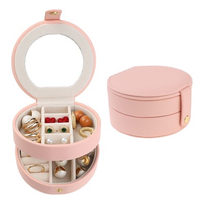 Unique Bargains PU Leather 2 Layer Storage Holder Jewelry Box for Women Girls Birthday Gifts