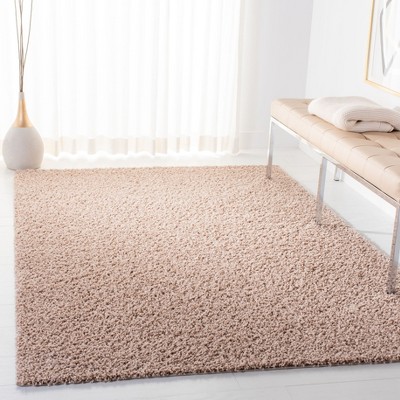 Beige 5'3" x 7'6" Synthetic Shag Area Rug