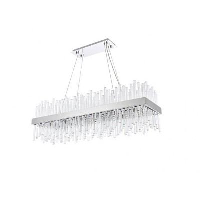 Elegant Chrome and Glass 24-Light Linear Island Chandelier