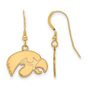 Black Bow Jewelry 14k Yellow Gold Plated Sterling Silver Iowa Hawkeyes NCAA Dangle Earrings - 1 of 3