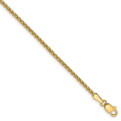 Black Bow Jewelry 1.4mm, 14k Yellow Gold Diamond Cut Solid Spiga Chain Bracelet