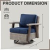 COWLOWN Dark blue Ergonomic Outdoor Wicker Chair, 360 Swivel Rocking Patio Dining Chair with Weather-Resistant Cushion for Porch, Terrace, or Backyard - 4 of 4