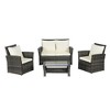4-Piece Outdoor Patio Rattan Conversation Sofa Set with Tempered Glass Coffee Table - 4 of 4