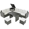 CAVINAS Front Porch Furniture, All-Weather Rattan Outdoor Sofa Set Tempered Glass Tabletop Outdoor Dining for Garden - 3 of 4