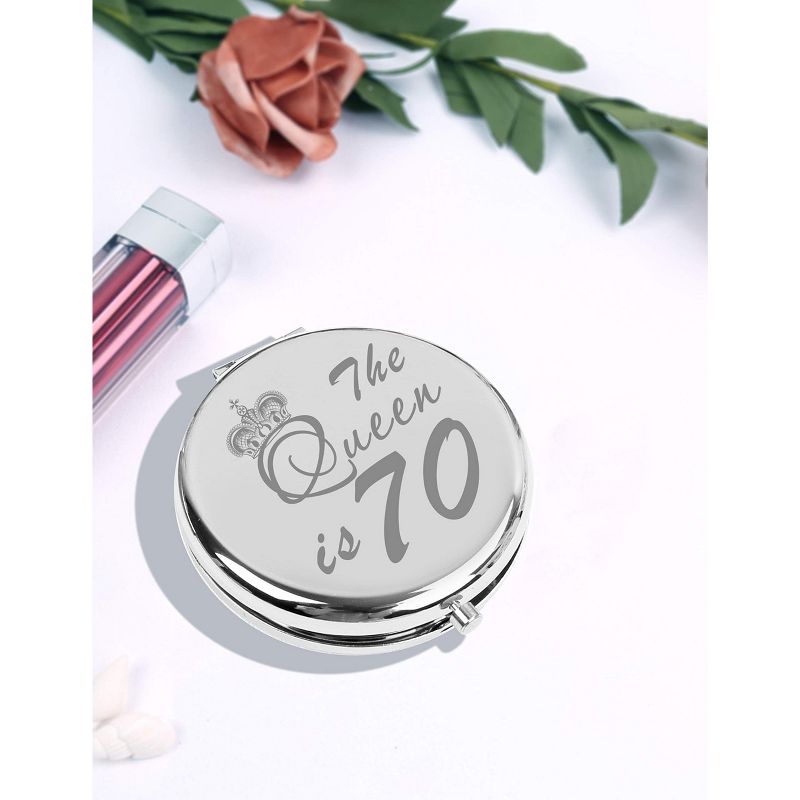 VeryMerryMakering 70th Birthday Mirror Gifts for Women, Silver, 4 of 6