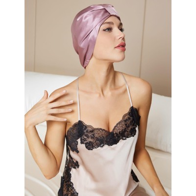 SilkSilky Women's Pure Silk Night Turban Sleep Cap