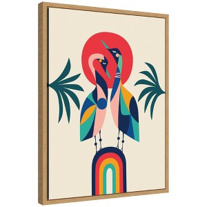 Kate & Laurel All Things Decor 18"x24" Sylvie Modern Vibrant Rainbow Geese Framed Canvas by Rachel Lee Natural - 1 of 4