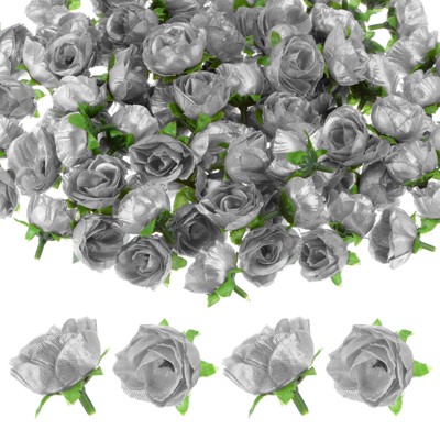 Unique Bargains Silk Plastic Small Faux Rose Artificial Flower Heads 1.2 inch