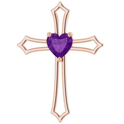 Pompeii3 7mm Amethyst Women's Heart Pendant in 14k Gold Necklace 7mm Tall