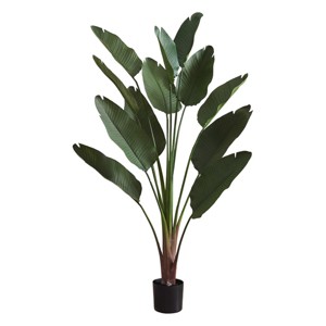 TopComfy Artificial Trees 83in Tall Artificial Palm Tree Indoor Fake Palm Tree Large Palm Tree in Black Pot for Dining Room, Green, 24"*24"*82.75" - 1 of 4