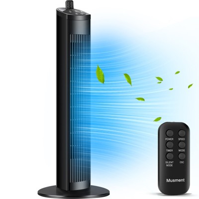 Tower Fan, Standing Floor Fans with Remote, 3-Speed, 15H Timer, LED Display, Oscillating Portable Tower Fans for Home, Bedroom & Office