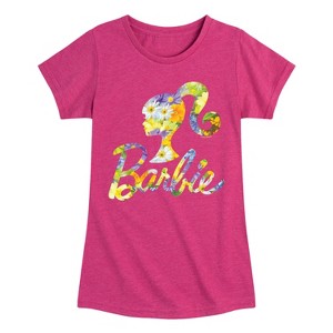Girls' - Barbie - Spring Bouquet Pattern Logo Fitted Short Sleeve Graphic T-Shirt - 1 of 3