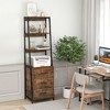 Tangkula Ladder Bookshelf Tall Bookcase w/ 3 Open Shelves Printer Stand 3 Storage Drawers - 2 of 4