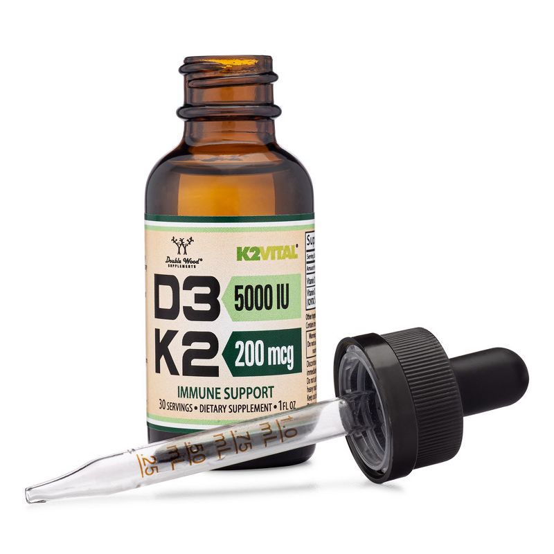 Vitamin D3 + K2 Liquid Drops - 5000 IU D3, 200 mcg K2, 30 Servings by Double Wood Supplements - Supports Immune Health, 4 of 7
