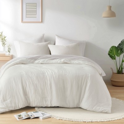 3Pcs Woven Waffle-Weave Knit Comforter Sets, Chic Vintage Style Boho Bed Set for All Season, Premium Breathable Bedding for Luxury Decor Style
